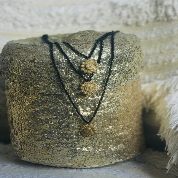Little Daisy gold - perles de rocailles noires - bijoux bohème