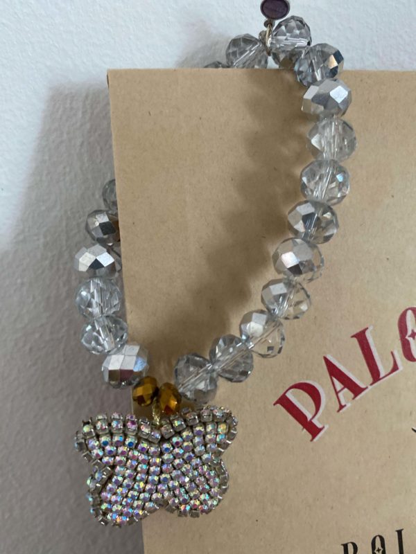 Bracelet ultra luxe perles de verre papillon strass Jil D'Hostun